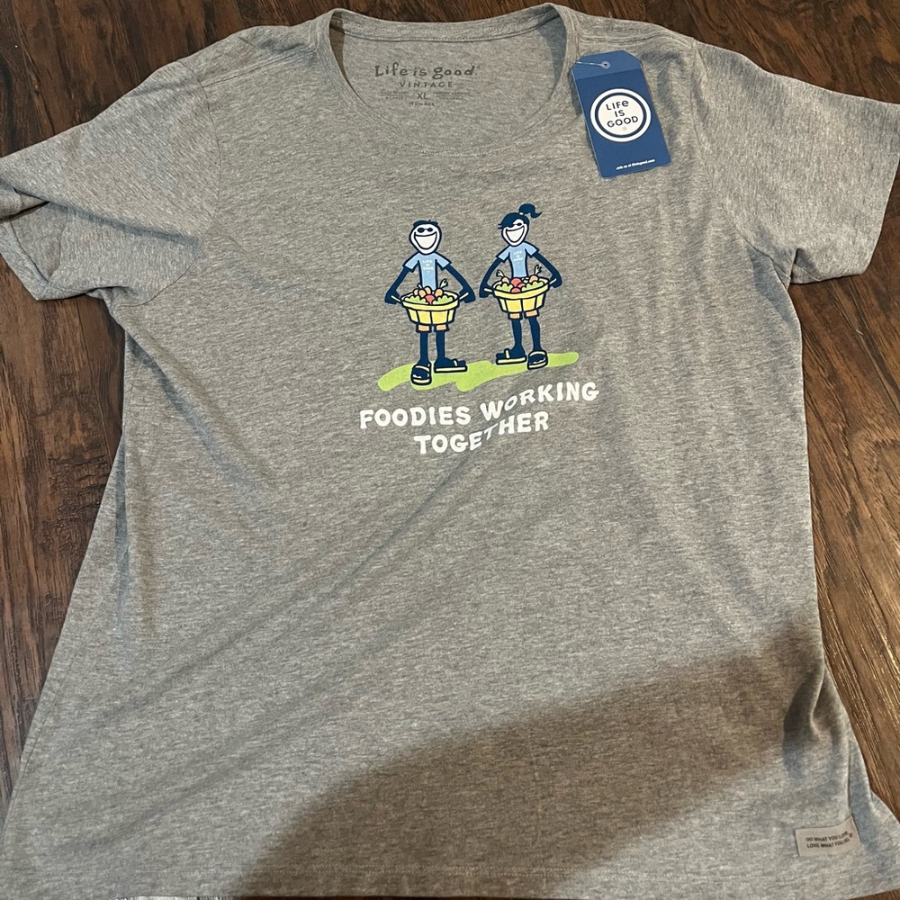Life Is Good Heather Gray Tee with Inspirational Quote